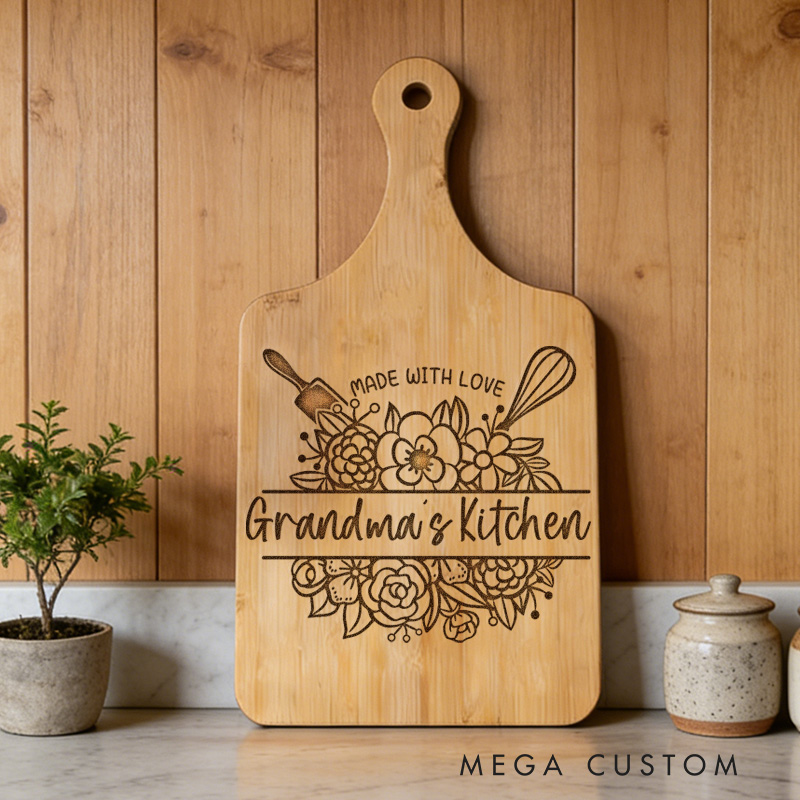 Personalized Grandma’s Kitchen Cutting Board Custom Engraved Cutting Board for Grandma Gifts Home Decor Cooking Anniversary Birthday