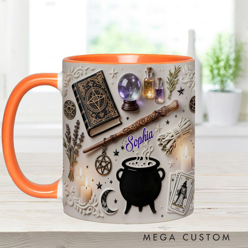 Personalized 2D Flat Witchcraft Mug Coffee Mug Magic Lover Mug Witchcore Gift Coffee Mug