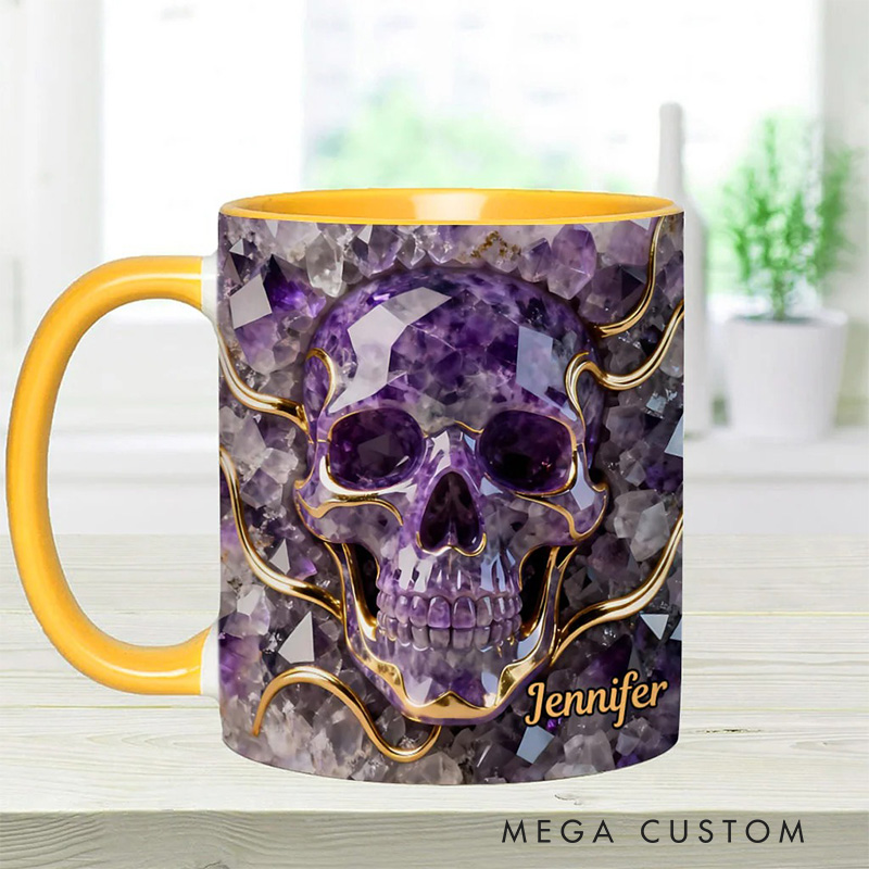 Personalized 2D Flat Magical Crystal Skull Mug Coffee Mug Magic Lover Mug Witchcore Gift Coffee Mug