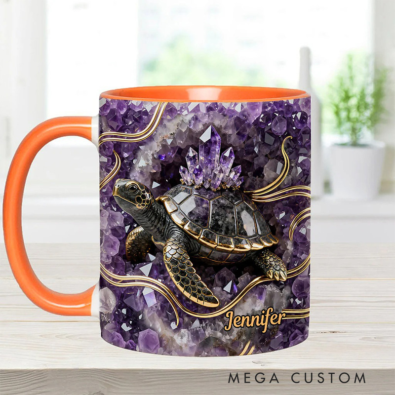 Personalized 2D Flat Magical Crystal Sea Turtle Mug Coffee Mug Magic Lover Mug Witchcore Gift Coffee Mug