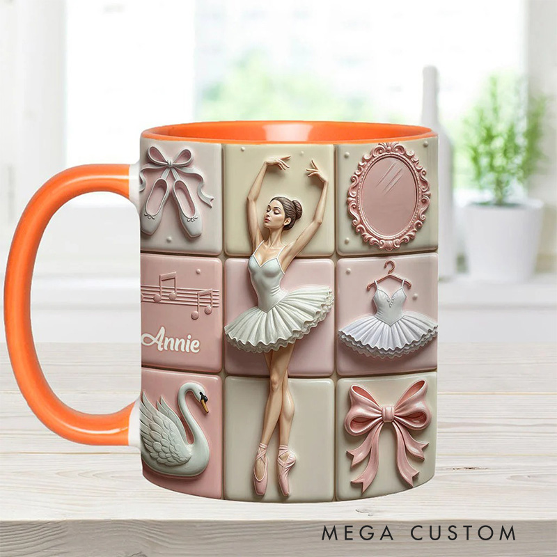 Personalized 2D Flat Ballerina Girl Ballet Mug Dancer Mug Ballet Dance Lover Mug Dancing Gift Coffee Mug