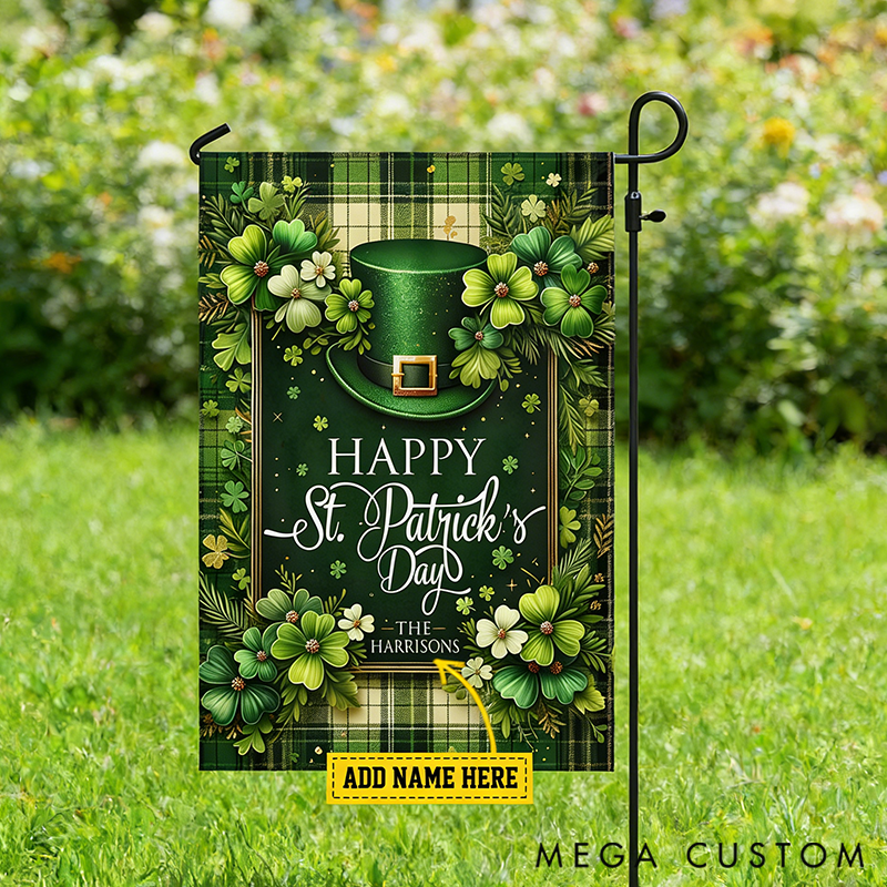 Personalized St Patrick's Day Garden Flag & House Flag Gift for Gardening Lovers