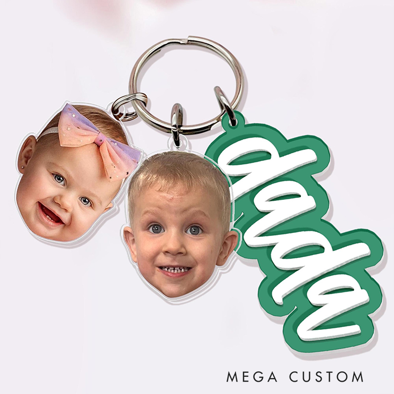 Personalized Grandma Keychain With Kids Face Charm Custom Gift for Grandma Nana Keychain Gift from Grandkids Gift for Mom