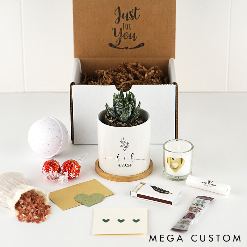 Personalized Ceramic Planter Engagement Gift Love Grows Here for Garden Lovers Valentines Gift