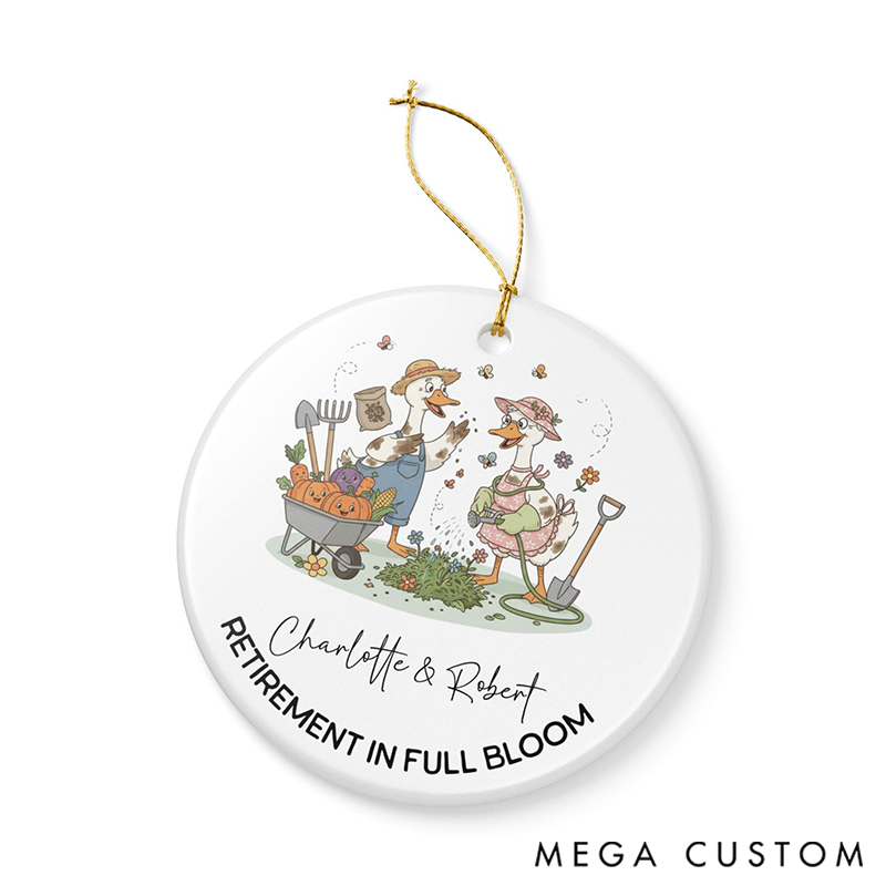 Personalized Retirement Ceramic Ornaments Retirement in Full Bloom Gift for Funny Gardening Lovers Keepsake
