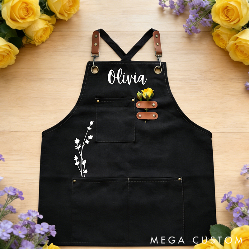 Personalized Canvas Gardening Apron with Name Green Planting Apron Gardening Apron with Pockets Outdoor Aprons Custom Gardener Gifts
