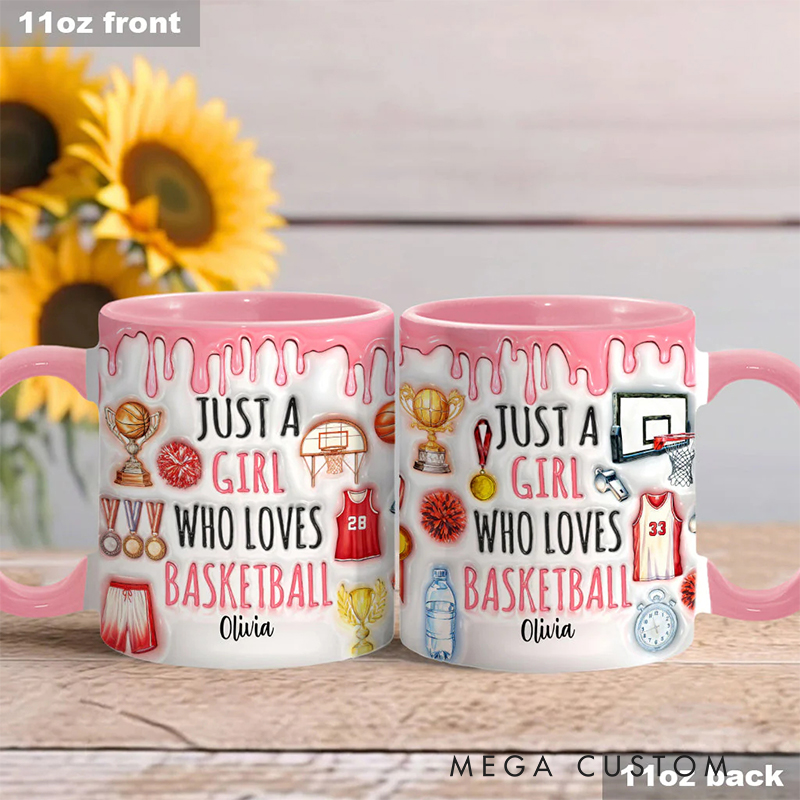 Personalized "Just a Girl Who Loves Basketball" Mug with Custom Text for Female Players and Fans