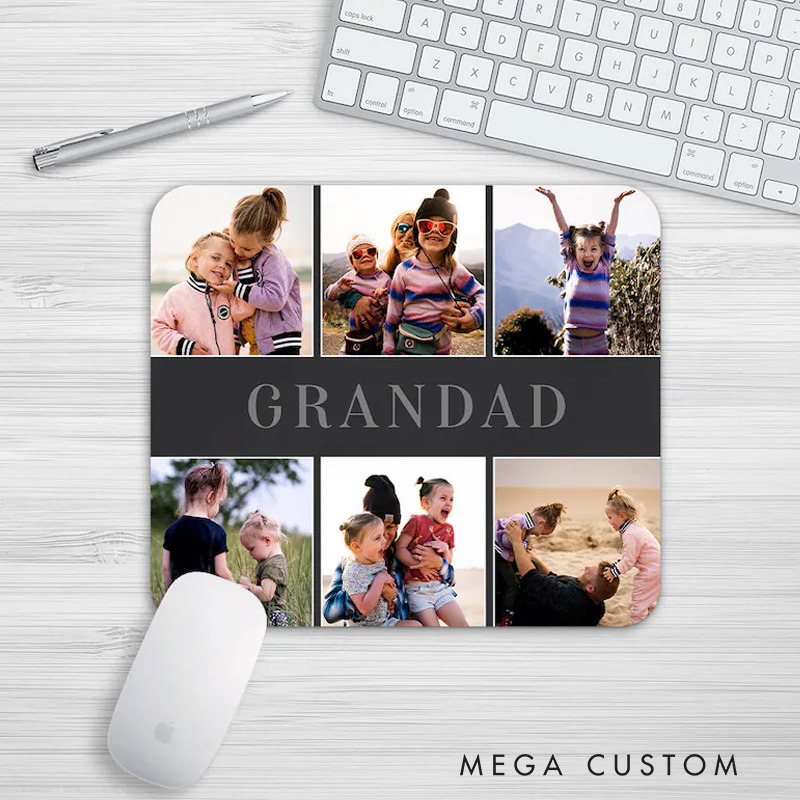 Personalized Grandpa Gifts Photo Mouse Pad Father's Day Gift Custom Image Mouse Mat Grandpas Office Desk Accessories Mousepad Mousemat