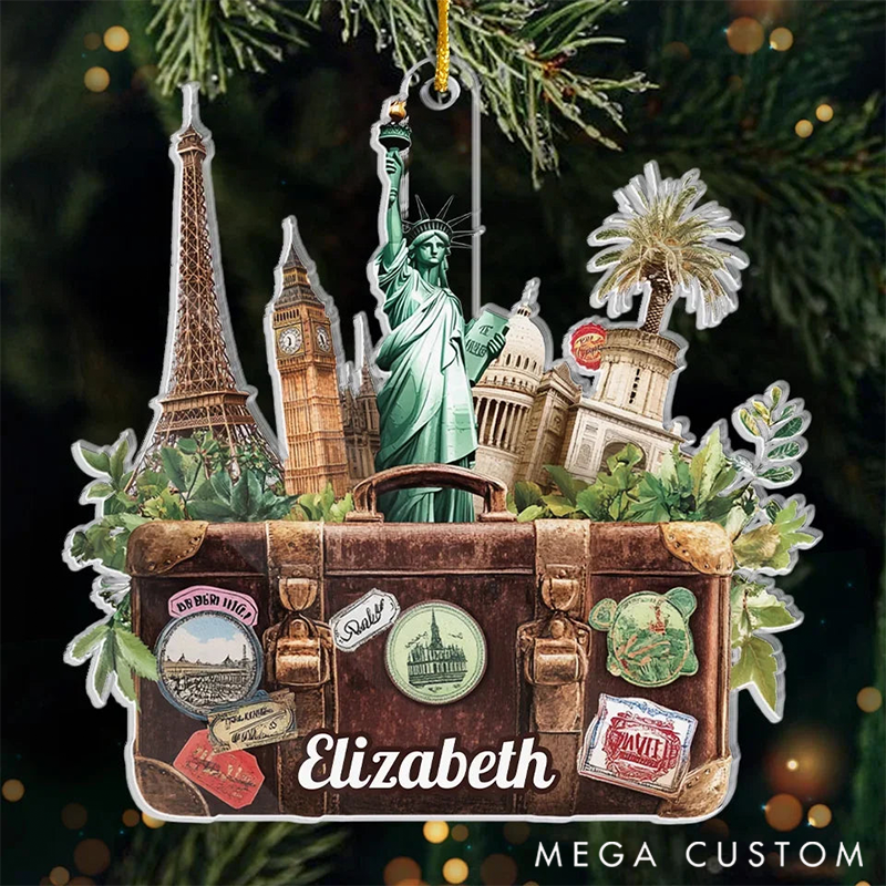 Personalized the World is Your Playground Travel Custom Ornament Acrylic Custom Shaped Gift for Travel Lovers