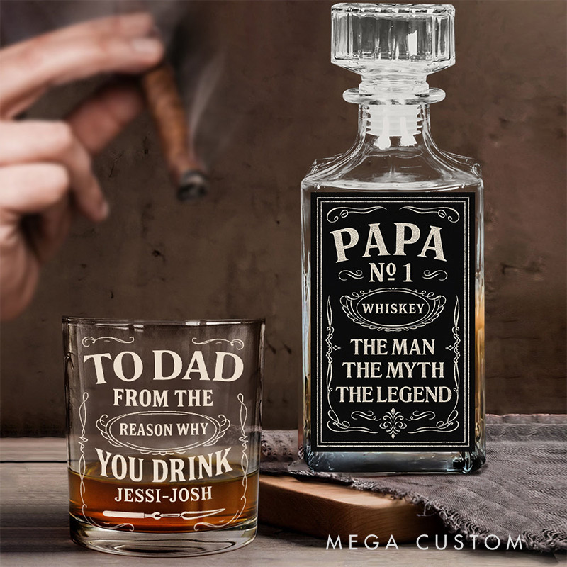 Personalized Father Whiskey Decanter Set Gift For Alcohol Lover Father's Day Gift 