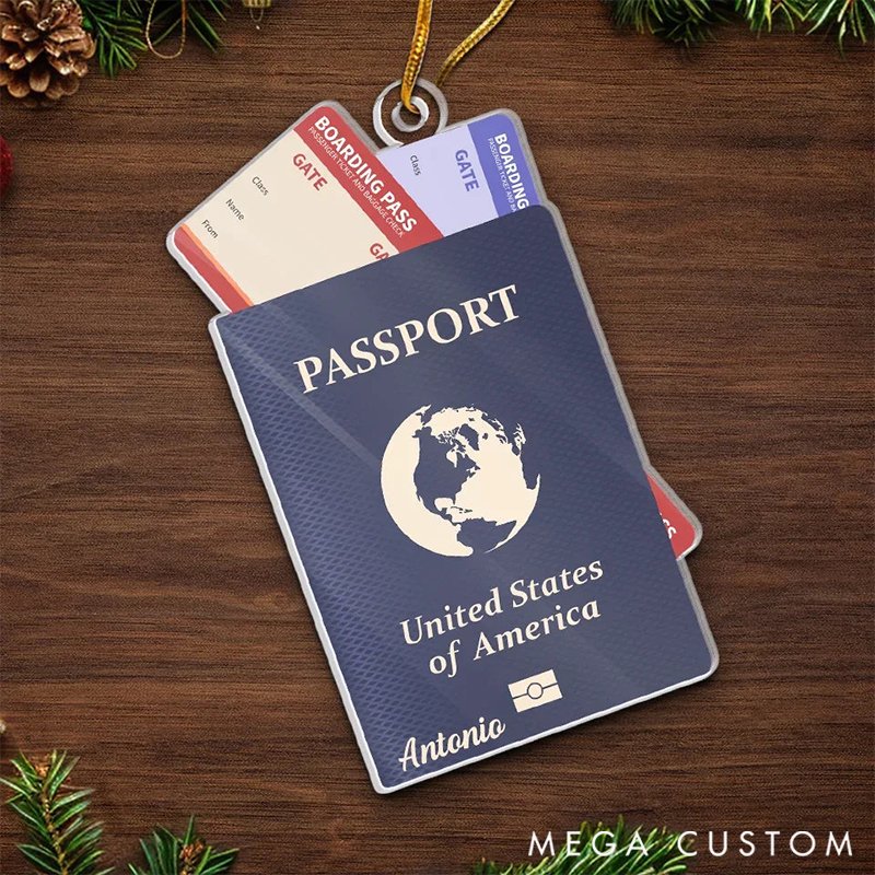 Personalized Take Only Memories Travel Leave Only Footprints Custom Ornament Acrylic Custom Shaped Gift for Travel Lovers