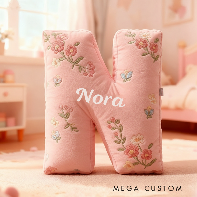 Personalized Letter Pillow Graphic 3D Print Cute Flower Custom Name Pillow Gift for Kids 