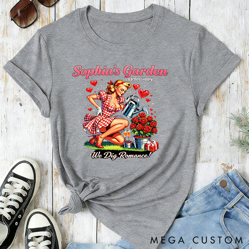 Personalized Funny Womens Valentines Day Classic T-shirts Flirty Hoe Garden Supply We Dig Romance Gardener Plant Lover Vday Gift