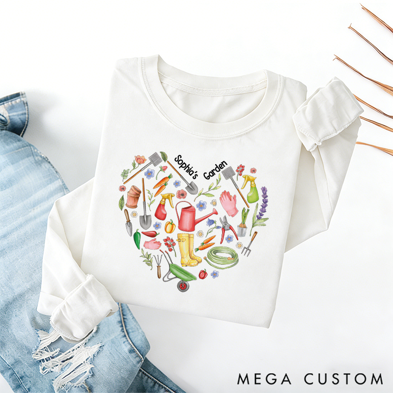 Personalized Gardener Heart Classic Sweatshirts Vintage Botanical Valentine's Day Crewneck Gift