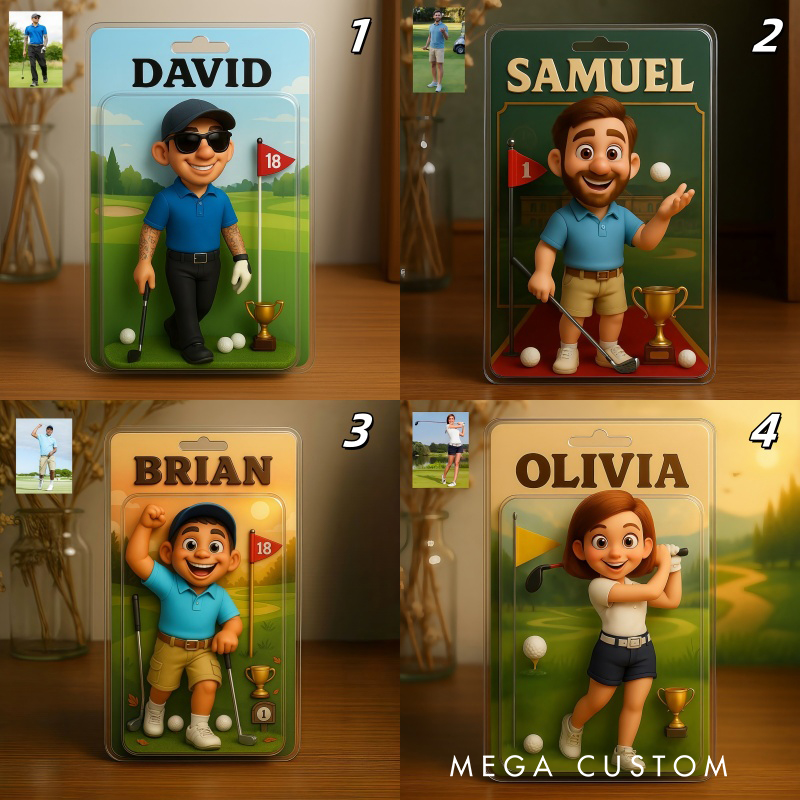 Personalized Golf Photo Pixar Style Themed Acrylic Block,Golf Themed Home Decor,Golf Gift For Him,Her,Birthday Gift For Golf Player,Gift For Golfer