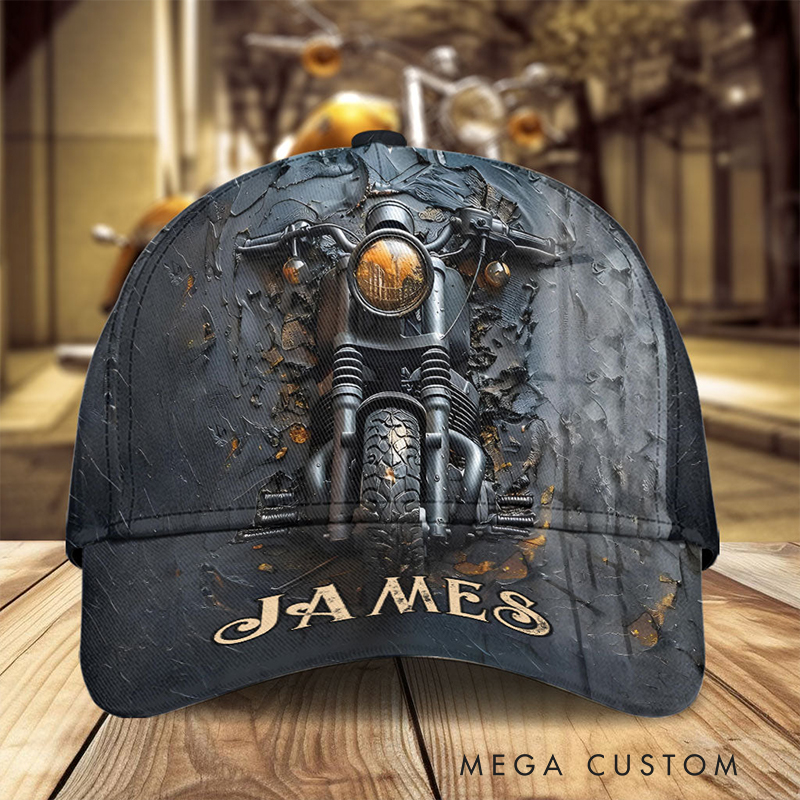Personalized Biker Gifts Custom Name 3D Print Motorcycle Classic Cap Never Underestimate An Old Man With A Bike Hat for Riders
