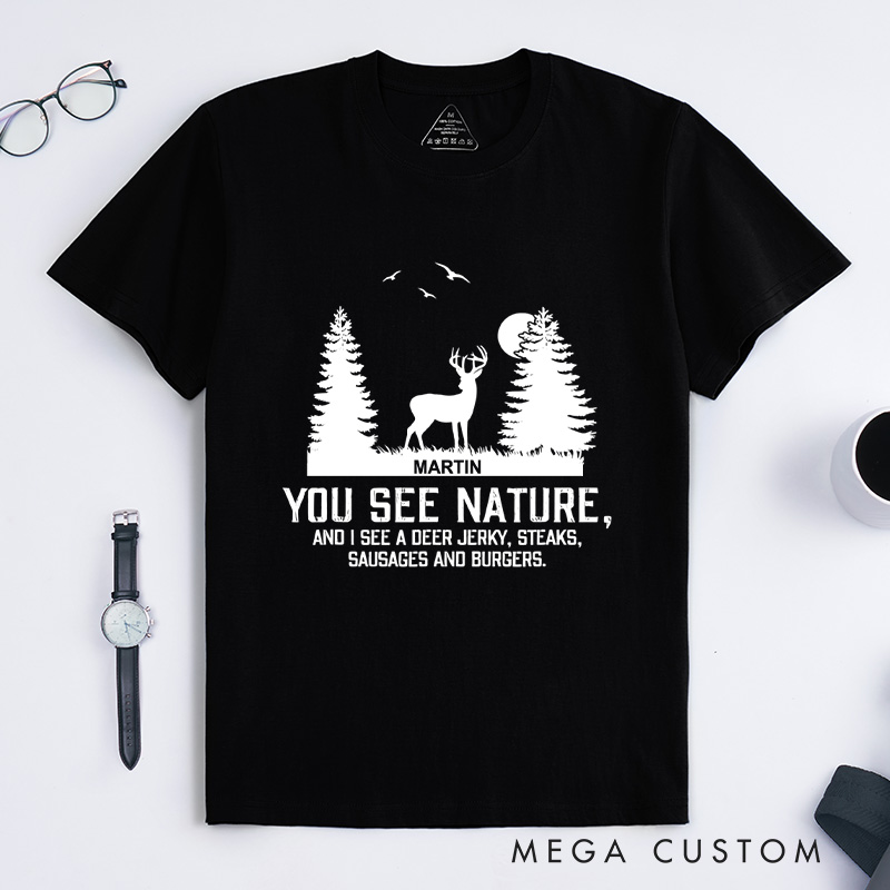 Personalized Nature Hunter T-Shirt Hunting Shirts for Men Husband Gift for Outdoor Hunting Lover