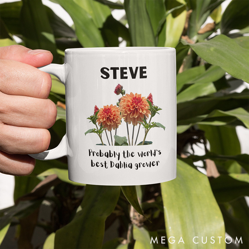Personalized Probably the World’s Best Dahlia Grower Mug Featuring Vibrant Dahlia Blooms Perfect Gift for Passionate Flower Gardeners