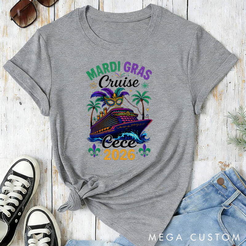Personalized Mardi Gras Cruise 2026 Mardi Gras Cruise Squad Classic T-shirts Mardi Gras Trip Apparel Cruise Lover Gift