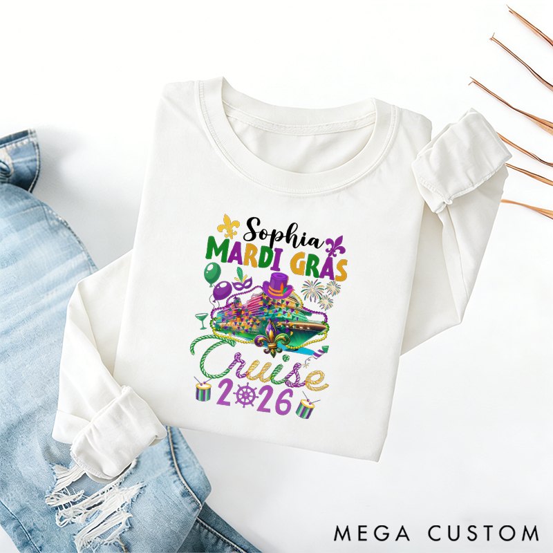 Personalized Mardi Gras Cruise 2026 Classic Sweatshirt for St Patricks Day Saint Patricks Cruise Mardi Gras Trip Apparel Cruise Lover Gift