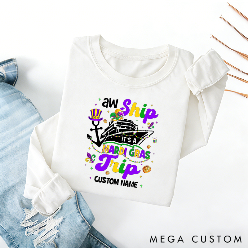 Personalized Mardi Gras Cruise Trip With Name Classic Sweatshirt Mardi Gras Vacation Mardi Gras Trip Apparel Cruise Lover Gift