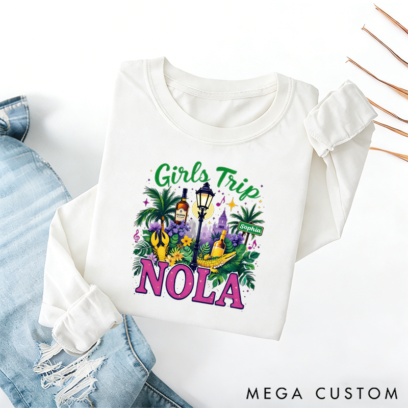 Personalized NOLA Girls Trip Classic Sweatshirt Girls Trip Shirt New Orleans Girls Weekend Trip Shirt Mardi Gras Trip Apparel Cruise Lover Gift