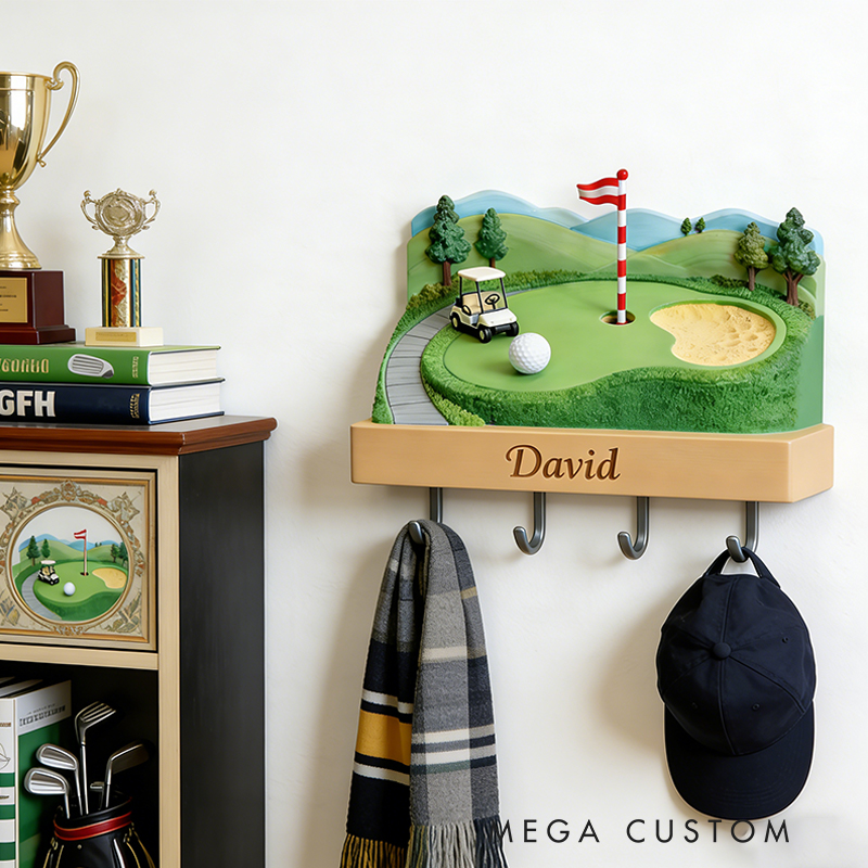 Personalized Golf Course 3D Printed Key Holder with Custom Name for Golf Lovers
