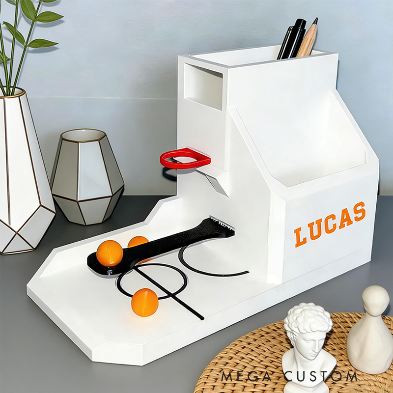 Personalized 3D Printed Basketball Desk Organizer with Custom Name for Sports Fans