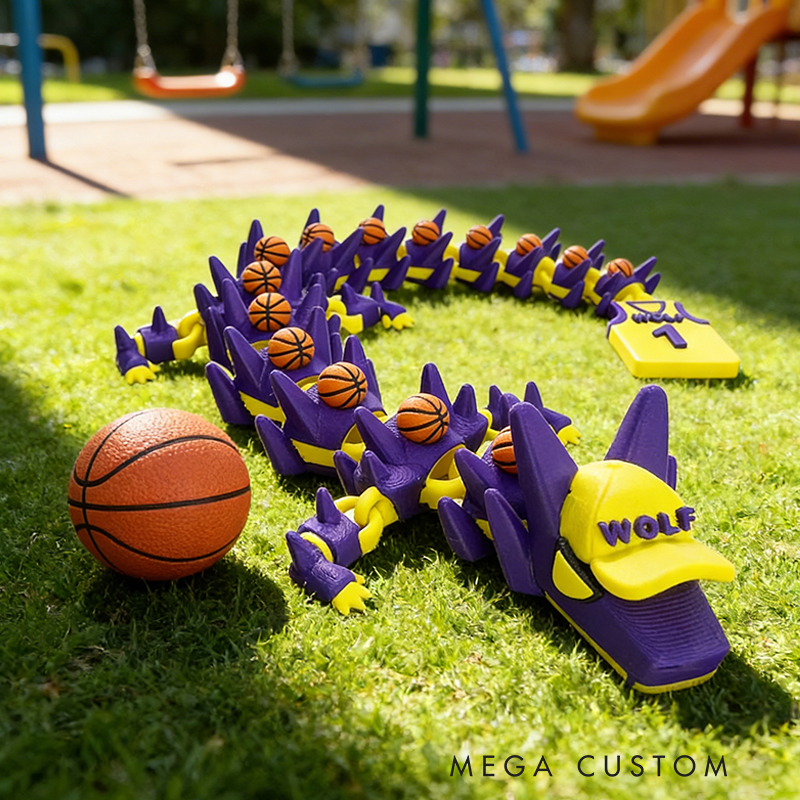 Personalized 3D Printed Basketball Dragon Toy with Custom Name and Number for Kids and Enthusiasts