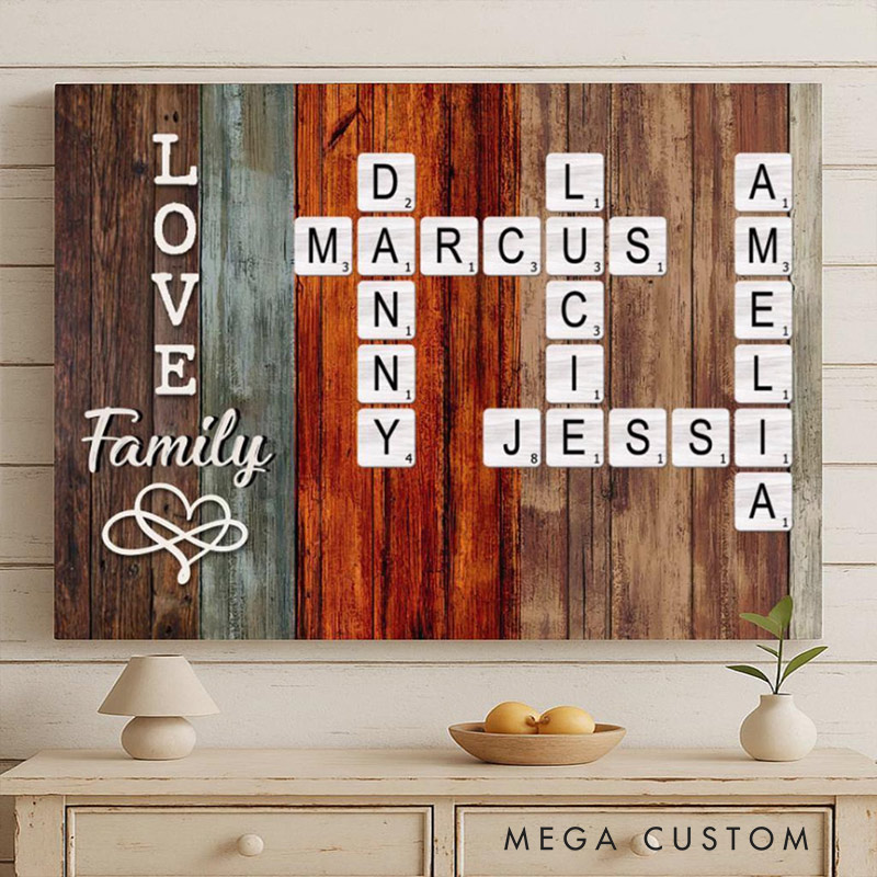  Personalized Family Wall Art Custom Family Name Crossword Canvas  Unique Name Sign Home Decor Gift Family Gift