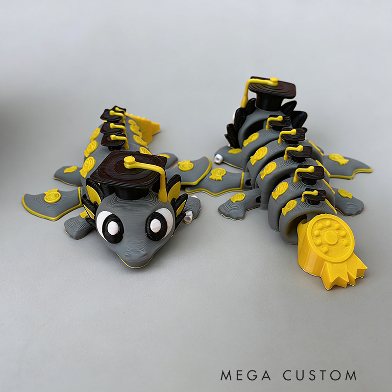 Personalized 3D Printed Graduation Dragon with Medal-Decorated Egg Toy with Custom Name for Kids and Graduates