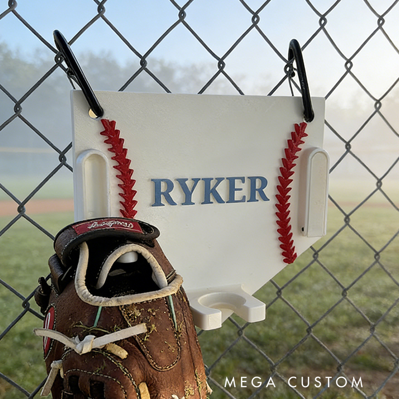 Personalized 3D-Printed Baseball Dugout Organizer for Helmets, Gloves, and Bats with Custom Name for Baseball Players
