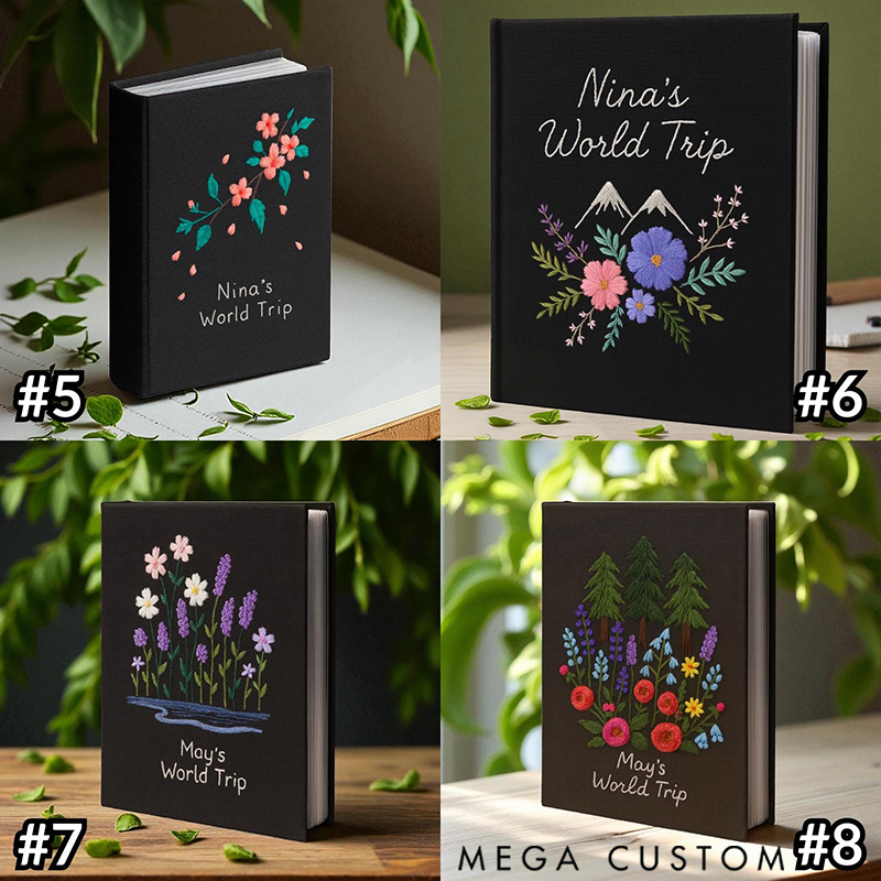 Personalized Travel Embroidered Photo Album Handmade Travel Memory Book Adventure Keepsake Album Vacation Photo Book Wanderlust Travel Unique Gift for Traveling Lover