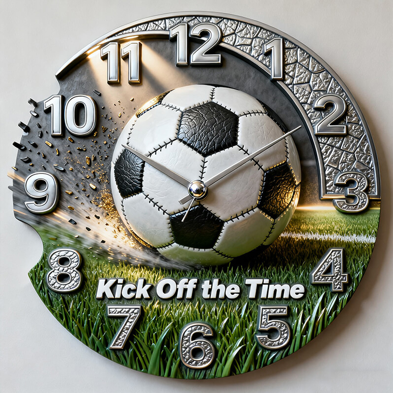 Personalized Soccer Wall Clock with Custom Text for Soccer Enthusiasts 