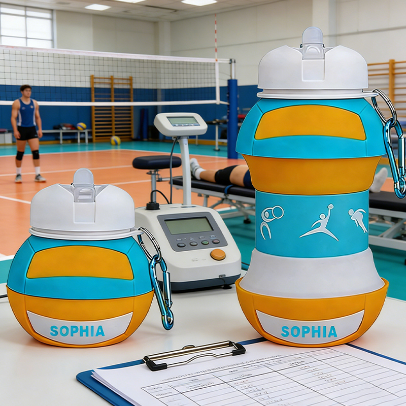 Personalized Volleyball Foldable Silicone Water Bottle with Custom Name for Volleyball Enthusiasts