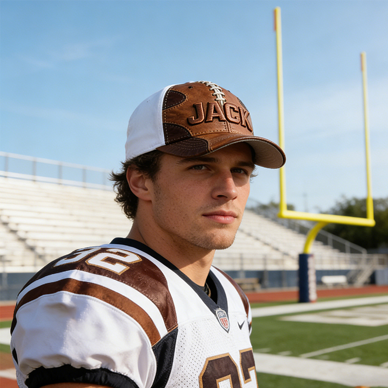 Personalized Stitch-Style Football Cap with Custom Name for Football Fans  