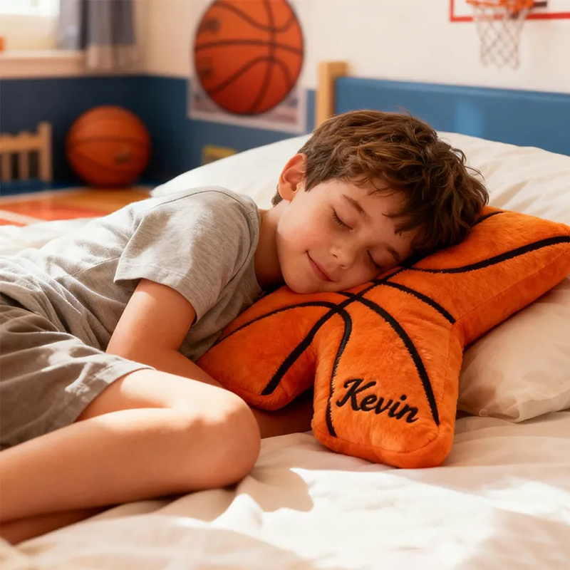 Personalized Graphic3DPrint Basketball Letter Shaped Pillow with Custom Name for Sports Fans