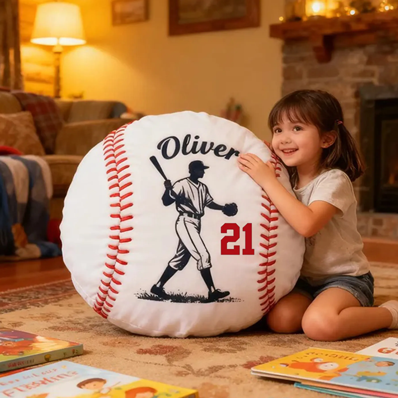 Personalized Baseball Pillow with Custom Name and Player Graphic Gift for kids or Teammates