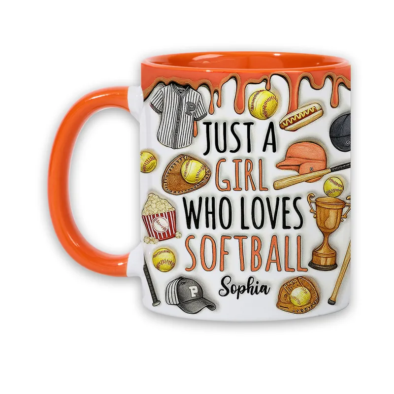 Personalized Softball Mug with Custom Name and Sports Graphics  