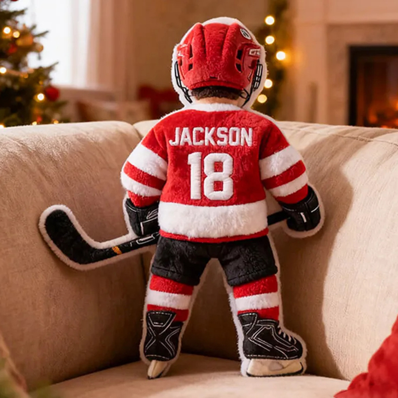 Personalized Graphic3DPrint Ice Hockey Player Pillow with Custom Name and Number Graphic 3D Print