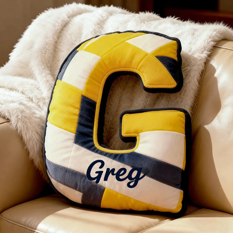 Personalized Volleyball Letter Shaped Pillow with Custom Name and Bold Design for Sports Fans