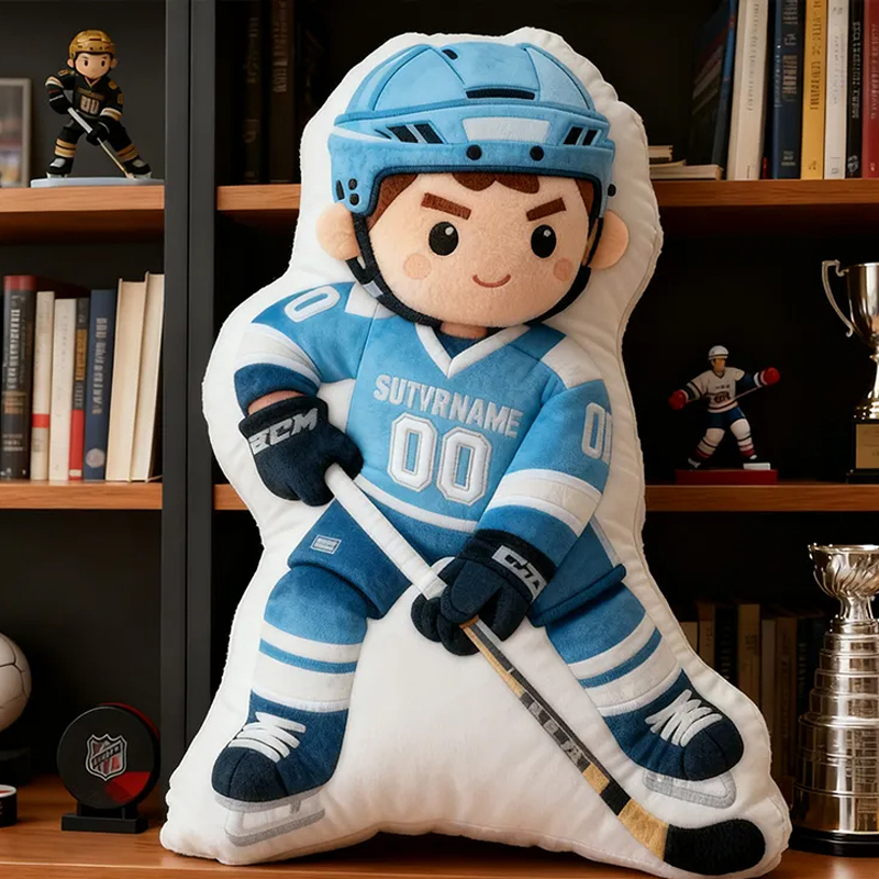 Personalized Ice Hockey Player Pillow with Custom Name and Number Perfect Gift for Hockey Enthusiasts