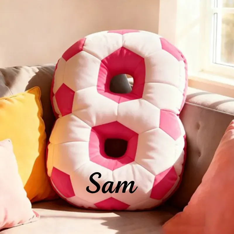 Personalized Soccer Ball Number Pillow with Custom Name Design