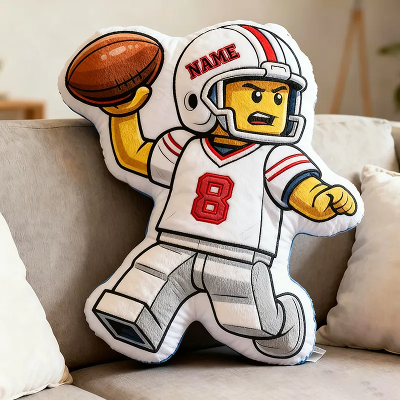 Personalized Football Player Pillow with Custom Name and Number for Sports Lovers and Kids