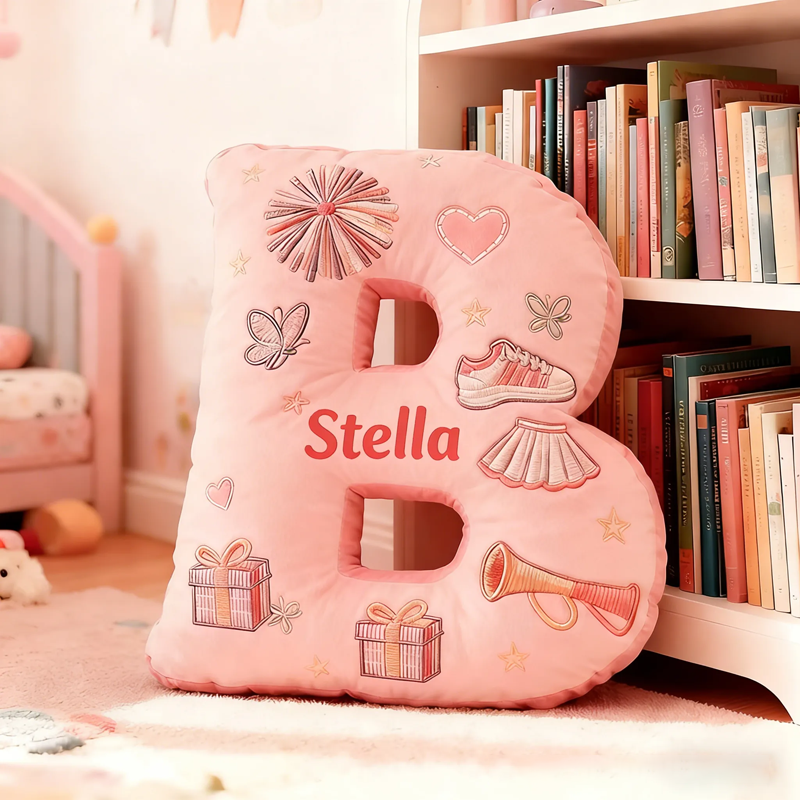 Personalized Cute Cheerleader Letter Pillow with Custom Name for Girls and Cheer Squad Members