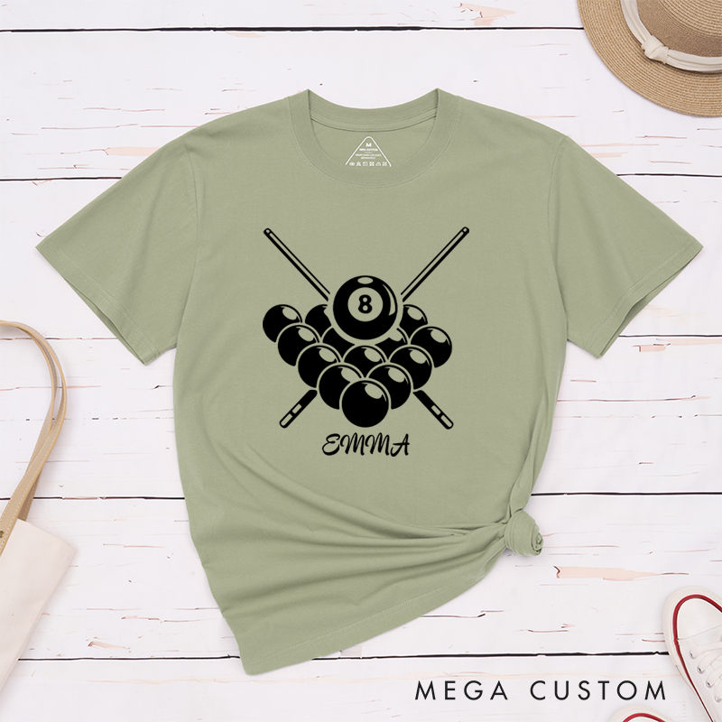 Personalized Pool T-Shirts for Players and Fans with Custom Name