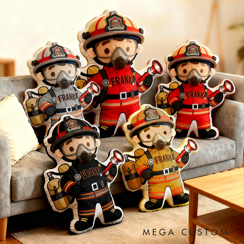 Personalized Cute Firefighter Pillow with Custom  Graphic 3D Print Name Pillow 
