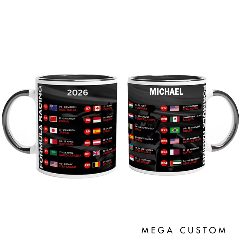 Personalized 2026 Formula Racing Calendar Mug Race Car Fan Gift Racing Lover Gift Xmas Gift New Near Gift