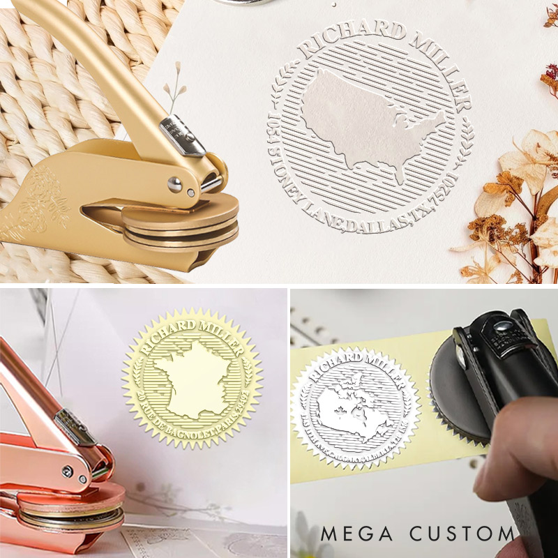 Personalized Country Map House Village Embosser Ex Libris Envelope Book Embossing Stamp Creative Souvenir Gift for Friend Family Backpacker Traveler