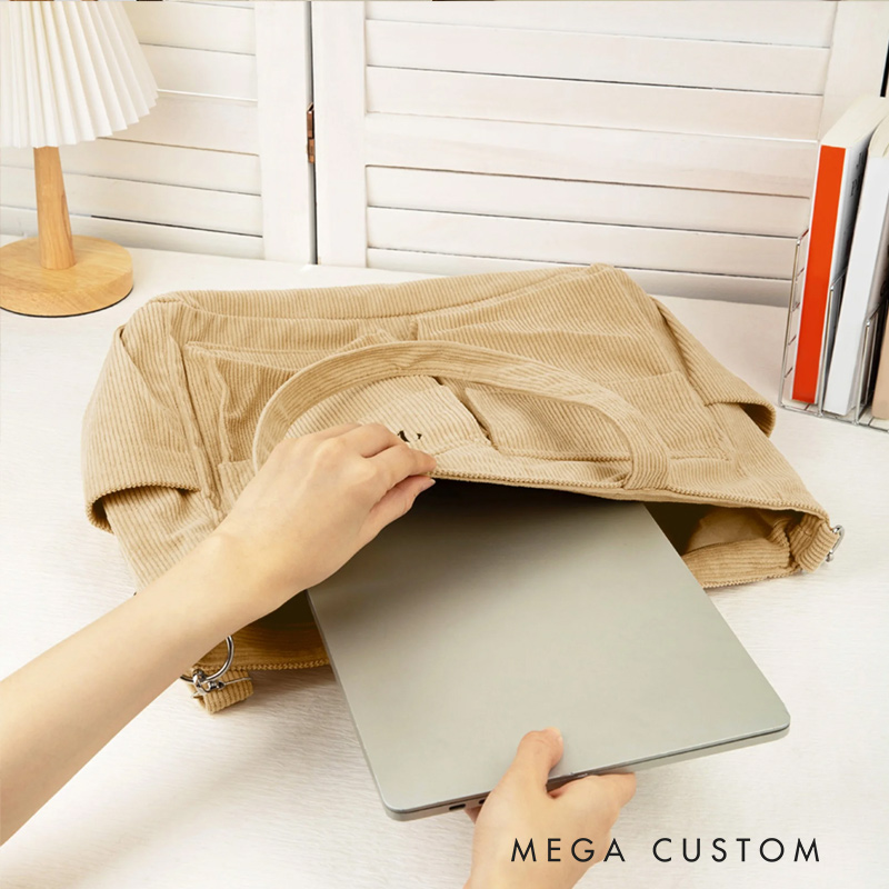 Personalized Leisure Corduroy Zipper Crossbody Tote Bag with Embroidered Name and Multiple Pockets Travel Accessories Birthday Gift for Family Friends